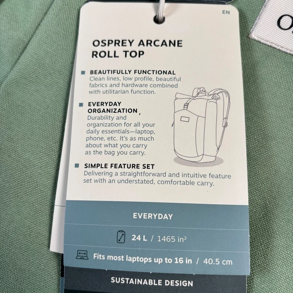 Osprey Unisex OS Botanica Heather Arcane Roll Top Backpack NEW 24L Laptop Sleeve